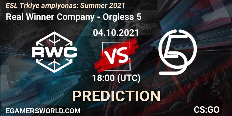Pronóstico Real Winner Company - Orgless 5. 04.10.2021 at 18:00, Counter-Strike (CS2), ESL Türkiye Şampiyonası: Summer 2021