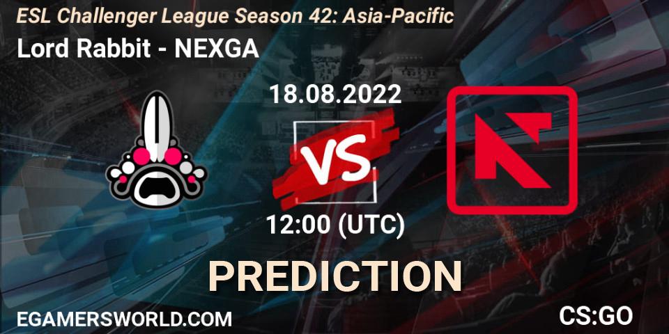 Pronóstico Lord Rabbit - NEXGA. 18.08.2022 at 12:00, Counter-Strike (CS2), ESL Challenger League Season 42: Asia-Pacific