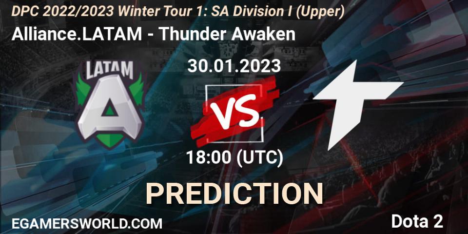 Pronóstico Alliance.LATAM - Thunder Awaken. 30.01.23, Dota 2, DPC 2022/2023 Winter Tour 1: SA Division I (Upper) 