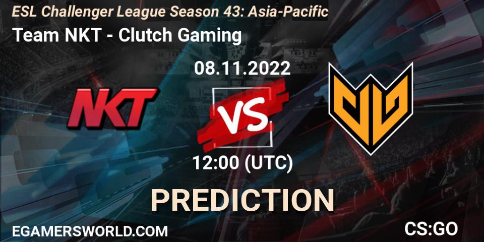 Pronóstico Team NKT - Clutch Gaming. 08.11.2022 at 12:00, Counter-Strike (CS2), ESL Challenger League Season 43: Asia-Pacific