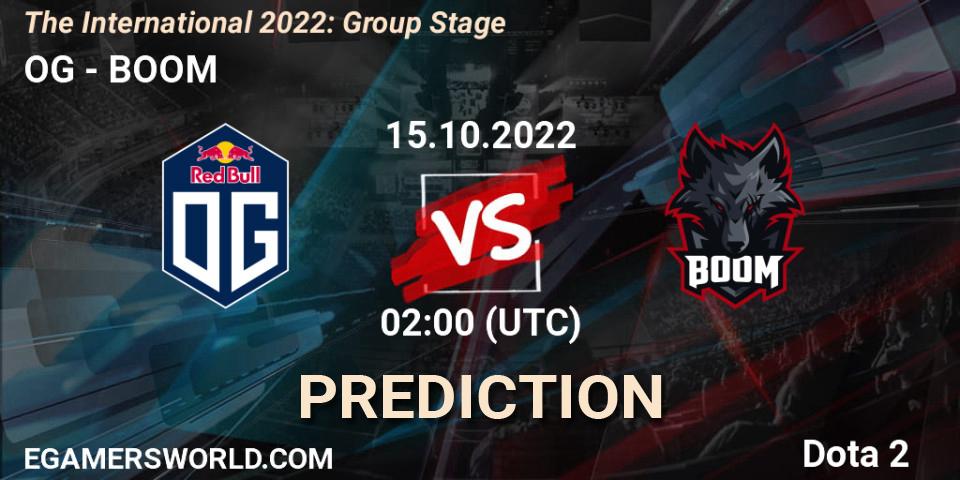 Pronóstico OG - BOOM. 15.10.22, Dota 2, The International 2022: Group Stage