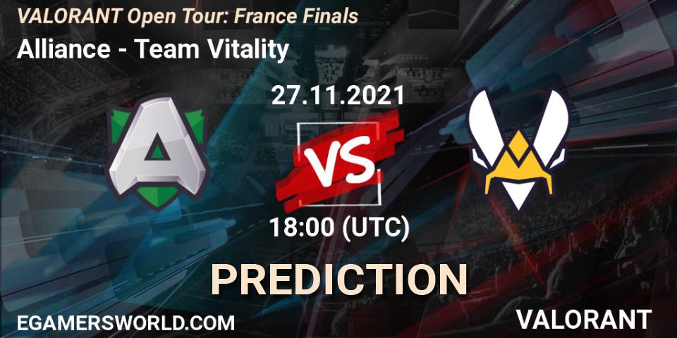 Pronóstico Alliance - Team Vitality. 27.11.2021 at 18:00, VALORANT, VALORANT Open Tour: France Finals