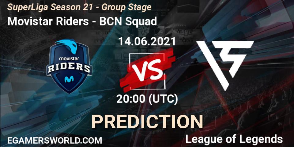 Pronóstico Movistar Riders - BCN Squad. 14.06.2021 at 18:00, LoL, SuperLiga Season 21 - Group Stage 