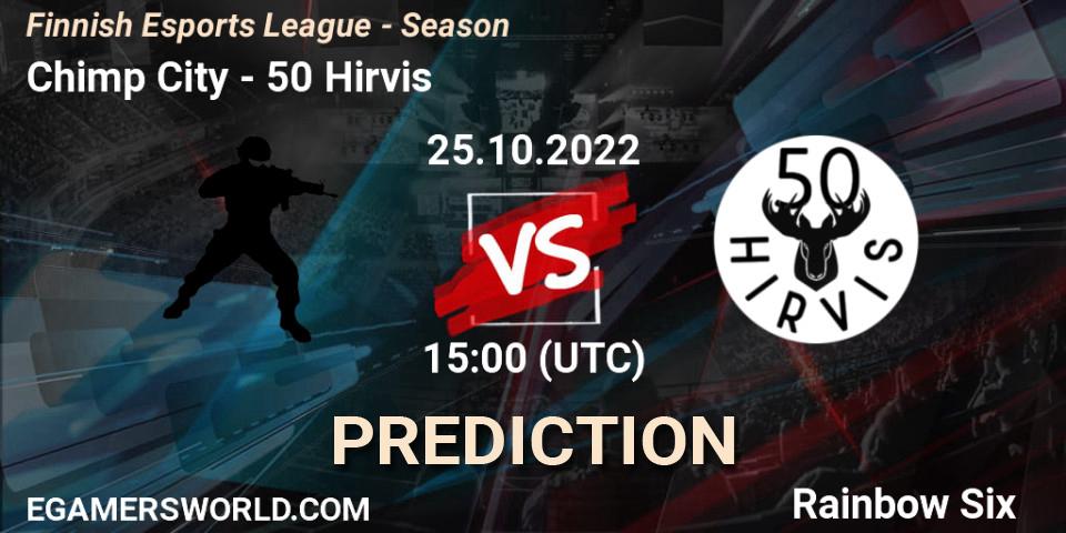 Pronóstico Chimp City - 50 Hirvis. 26.10.2022 at 18:00, Rainbow Six, Finnish Esports League - Season 