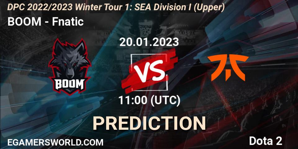 Pronóstico BOOM - Fnatic. 20.01.23, Dota 2, DPC 2022/2023 Winter Tour 1: SEA Division I (Upper)