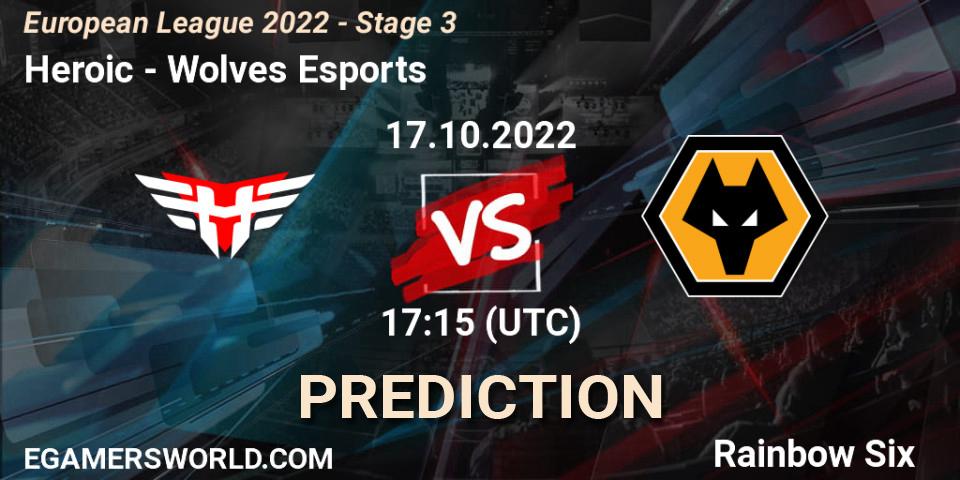 Pronóstico Heroic - Wolves Esports. 17.10.2022 at 18:30, Rainbow Six, European League 2022 - Stage 3
