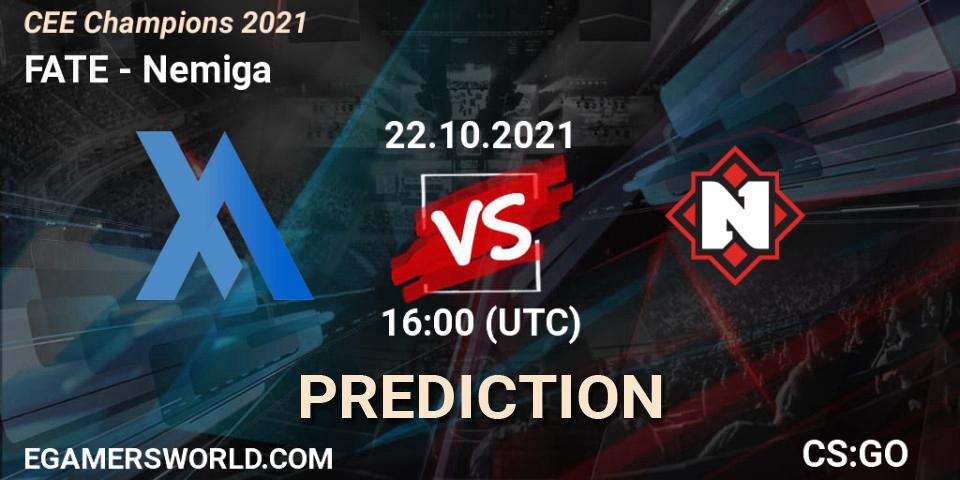 Pronóstico FATE - Nemiga. 22.10.2021 at 16:00, Counter-Strike (CS2), CEE Champions 2021