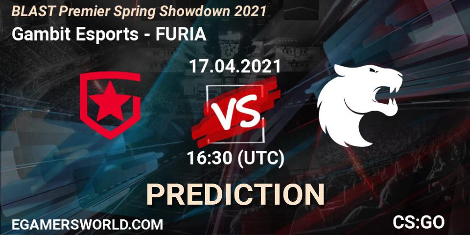 Pronóstico Gambit Esports - FURIA. 17.04.2021 at 16:10, Counter-Strike (CS2), BLAST Premier Spring Showdown 2021