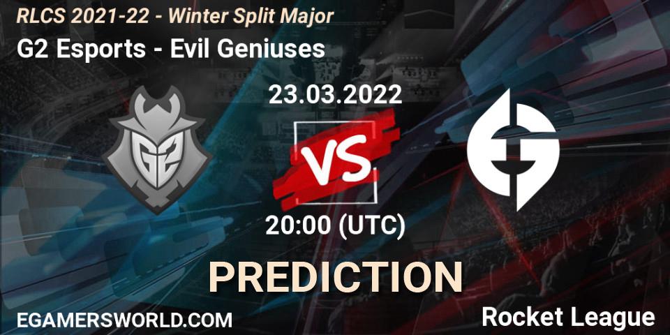 Pronóstico G2 Esports - Evil Geniuses. 23.03.2022 at 20:00, Rocket League, RLCS 2021-22 - Winter Split Major
