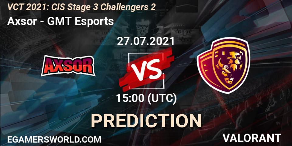 Pronóstico Axsor - GMT Esports. 27.07.2021 at 15:00, VALORANT, VCT 2021: CIS Stage 3 Challengers 2