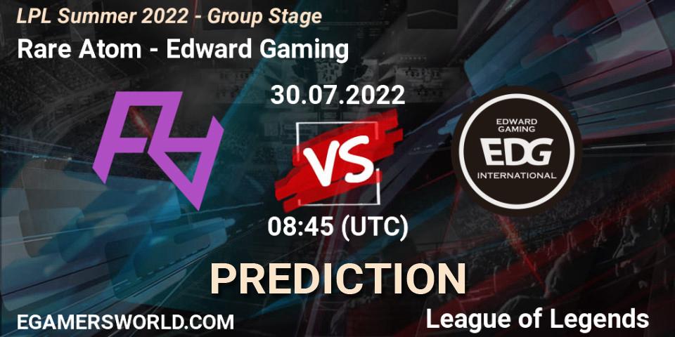 Pronóstico Rare Atom - Edward Gaming. 30.07.2022 at 09:00, LoL, LPL Summer 2022 - Group Stage