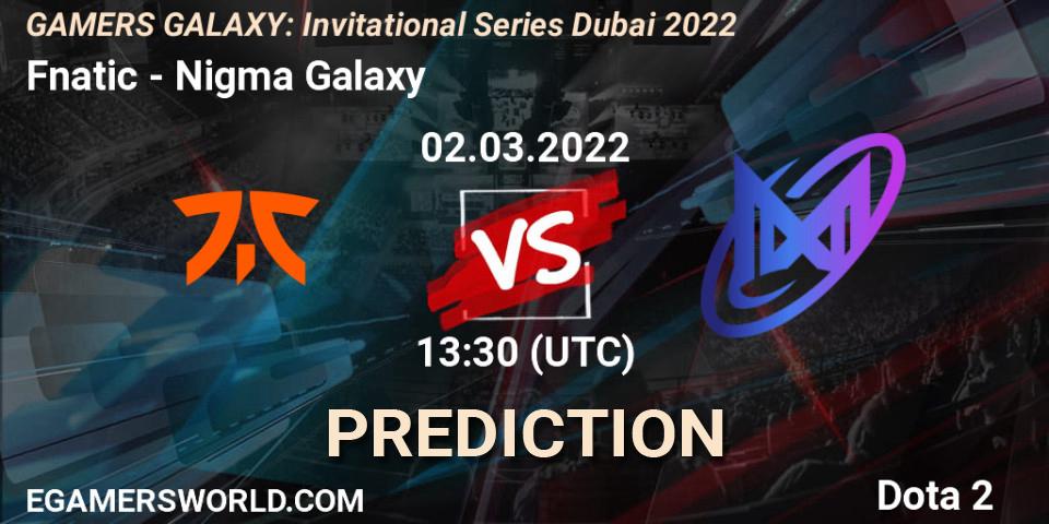 Pronóstico Fnatic - Nigma Galaxy. 02.03.2022 at 12:20, Dota 2, GAMERS GALAXY: Invitational Series Dubai 2022