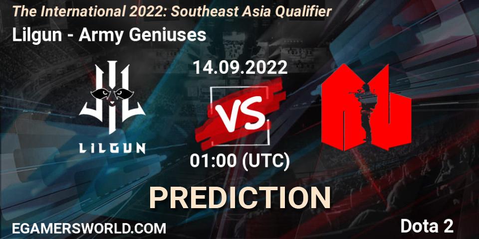 Pronóstico Lilgun - Army Geniuses. 14.09.22, Dota 2, The International 2022: Southeast Asia Qualifier
