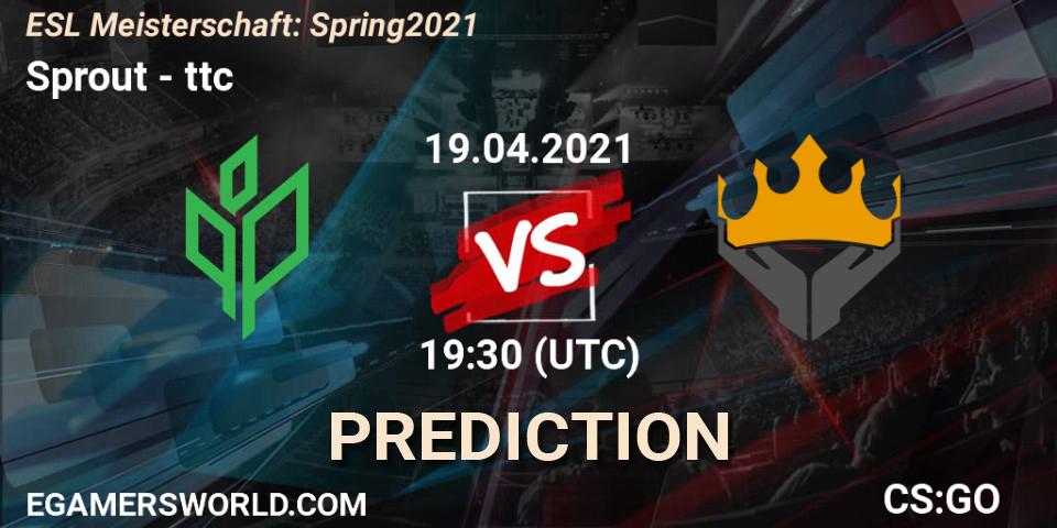 Pronóstico Sprout - ttc. 19.04.2021 at 19:30, Counter-Strike (CS2), ESL Meisterschaft: Spring 2021