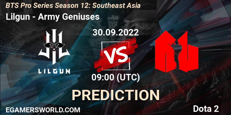 Pronóstico Lilgun - Army Geniuses. 30.09.22, Dota 2, BTS Pro Series Season 12: Southeast Asia