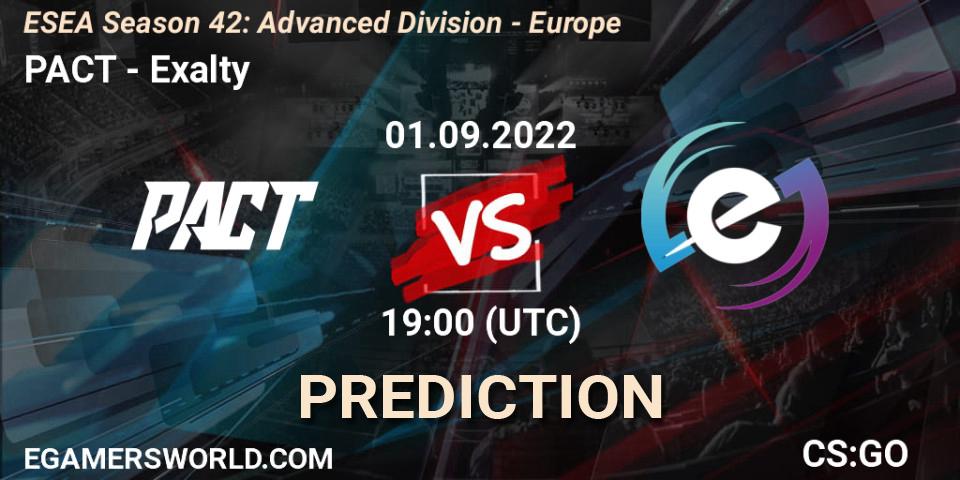 Pronóstico PACT - Exalty. 01.09.2022 at 19:00, Counter-Strike (CS2), ESEA Season 42: Advanced Division - Europe