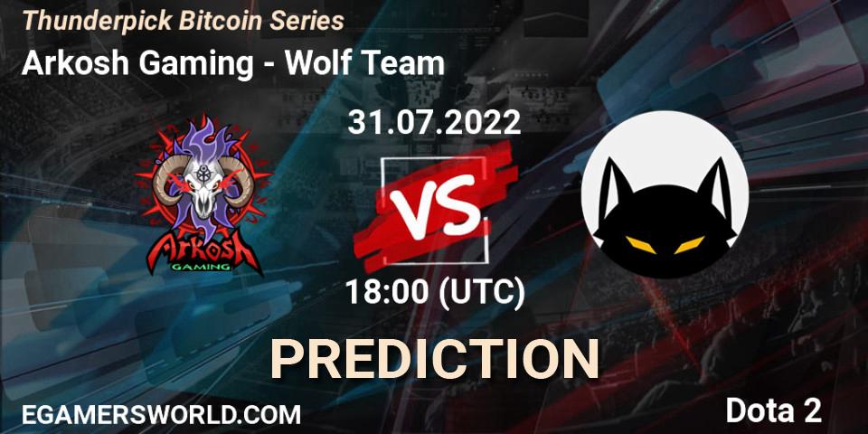 Pronóstico Arkosh Gaming - Wolf Team. 31.07.2022 at 18:31, Dota 2, Thunderpick Bitcoin Series