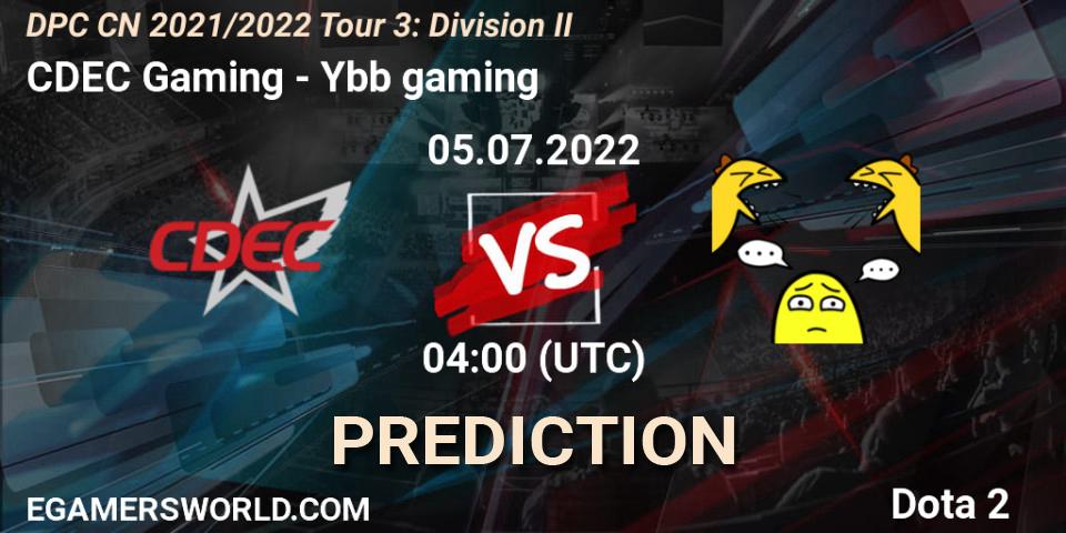 Pronóstico CDEC Gaming - Ybb gaming. 05.07.22, Dota 2, DPC CN 2021/2022 Tour 3: Division II