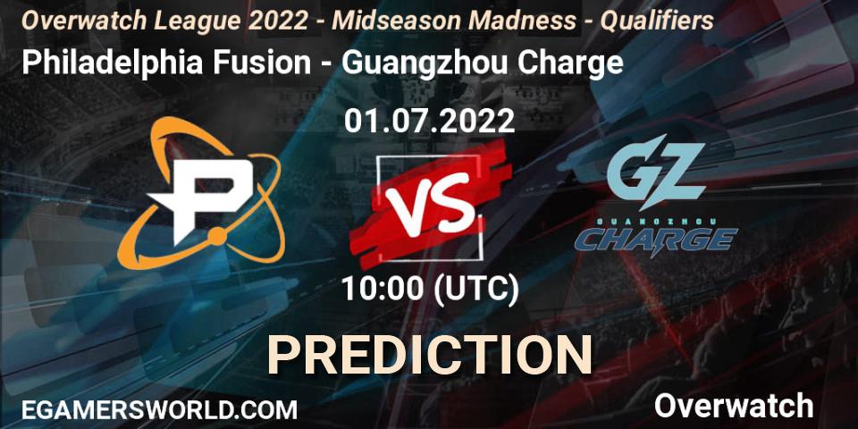 Pronóstico Philadelphia Fusion - Guangzhou Charge. 08.07.2022 at 10:00, Overwatch, Overwatch League 2022 - Midseason Madness - Qualifiers