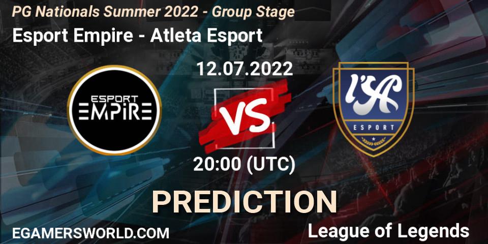 Pronóstico Esport Empire - Atleta Esport. 12.07.2022 at 20:00, LoL, PG Nationals Summer 2022 - Group Stage
