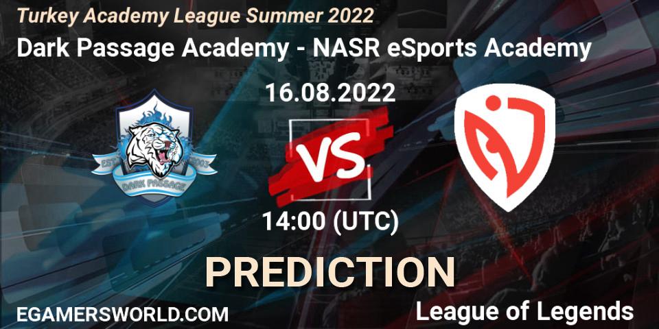 Pronóstico Dark Passage Academy - NASR eSports Academy. 16.08.2022 at 14:00, LoL, Turkey Academy League Summer 2022