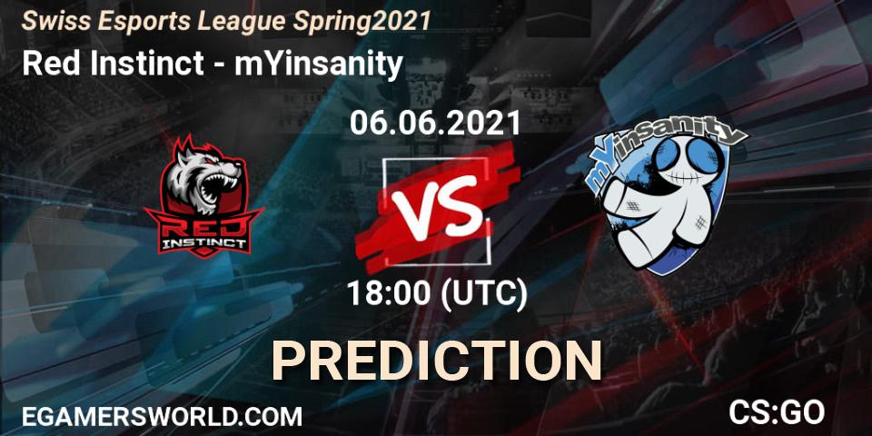 Pronóstico Red Instinct - mYinsanity. 06.06.2021 at 18:00, Counter-Strike (CS2), Swiss Esports League Spring 2021