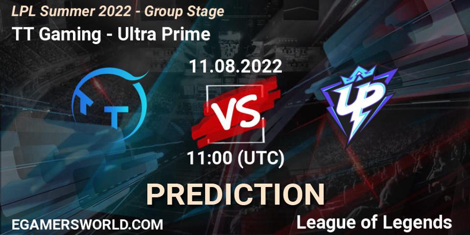 Pronóstico TT Gaming - Ultra Prime. 11.08.2022 at 11:00, LoL, LPL Summer 2022 - Group Stage