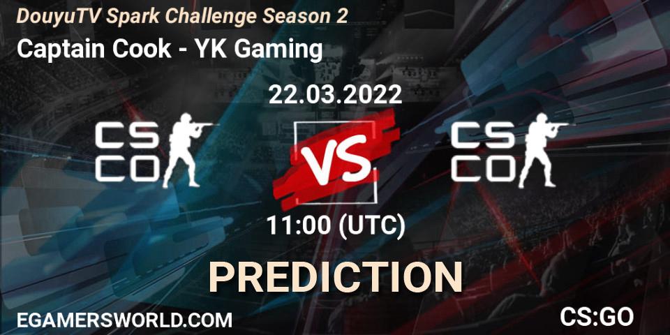 Pronóstico Captain Cook - YK Gaming. 22.03.2022 at 11:00, Counter-Strike (CS2), DouyuTV Spark Challenge Season 2