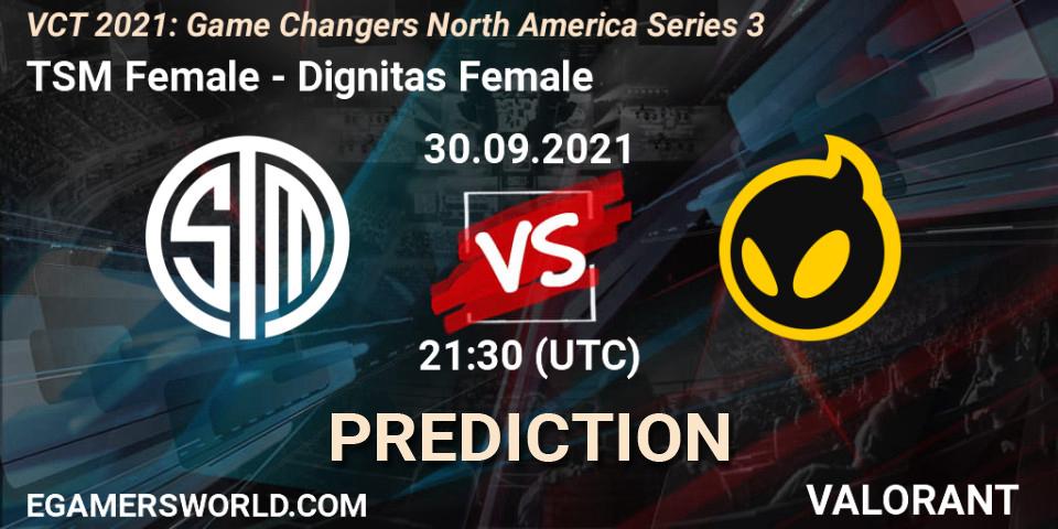 Pronóstico TSM Female - Dignitas Female. 30.09.2021 at 21:30, VALORANT, VCT 2021: Game Changers North America Series 3
