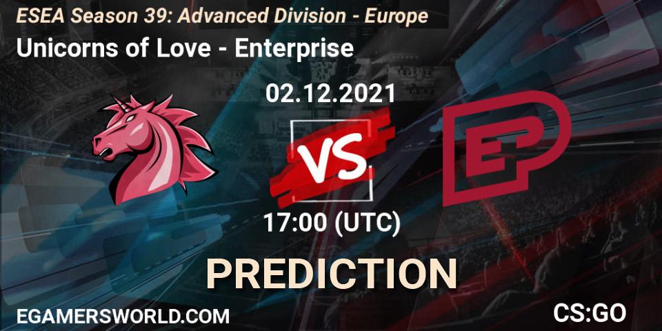 Pronóstico Unicorns of Love - Enterprise. 02.12.21, CS2 (CS:GO), ESEA Season 39: Advanced Division - Europe