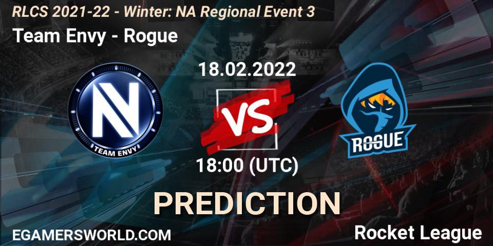 Pronóstico Team Envy - Rogue. 18.02.2022 at 18:00, Rocket League, RLCS 2021-22 - Winter: NA Regional Event 3