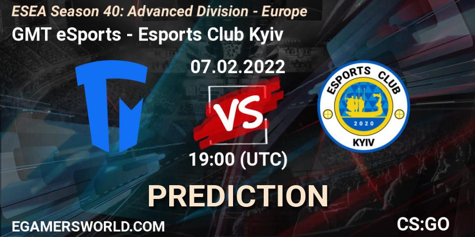 Pronóstico GMT eSports - Esports Club Kyiv. 07.02.2022 at 19:00, Counter-Strike (CS2), ESEA Season 40: Advanced Division - Europe