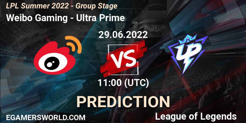 Pronóstico Weibo Gaming - Ultra Prime. 29.06.2022 at 11:00, LoL, LPL Summer 2022 - Group Stage