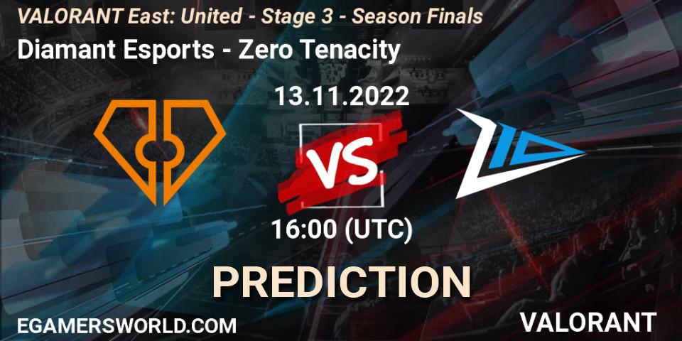 Pronóstico Diamant Esports - Zero Tenacity. 13.11.22, VALORANT, VALORANT East: United - Stage 3 - Season Finals