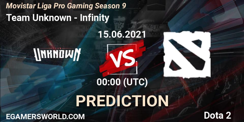 Pronóstico Team Unknown - Infinity Esports. 15.06.2021 at 00:04, Dota 2, Movistar Liga Pro Gaming Season 9