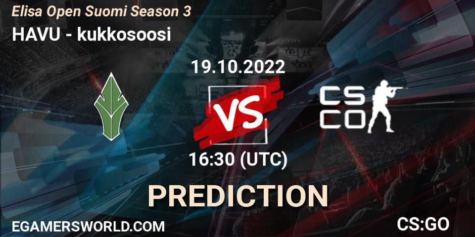 Pronóstico HAVU - kukkosoosi. 19.10.2022 at 16:30, Counter-Strike (CS2), Elisa Open Suomi Season 3