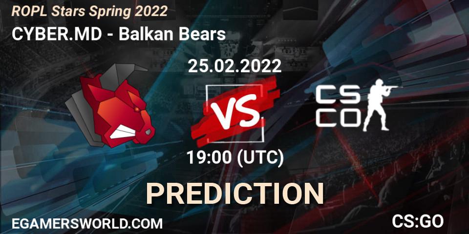 Pronóstico CYBER.MD - Balkan Bears. 25.02.2022 at 19:00, Counter-Strike (CS2), ROPL Stars Spring 2022