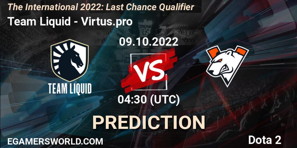 Pronóstico Team Liquid - Virtus.pro. 09.10.22, Dota 2, The International 2022: Last Chance Qualifier