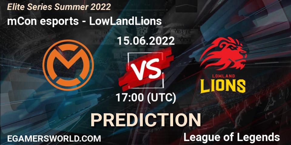 Pronóstico mCon esports - LowLandLions. 15.06.2022 at 17:00, LoL, Elite Series Summer 2022
