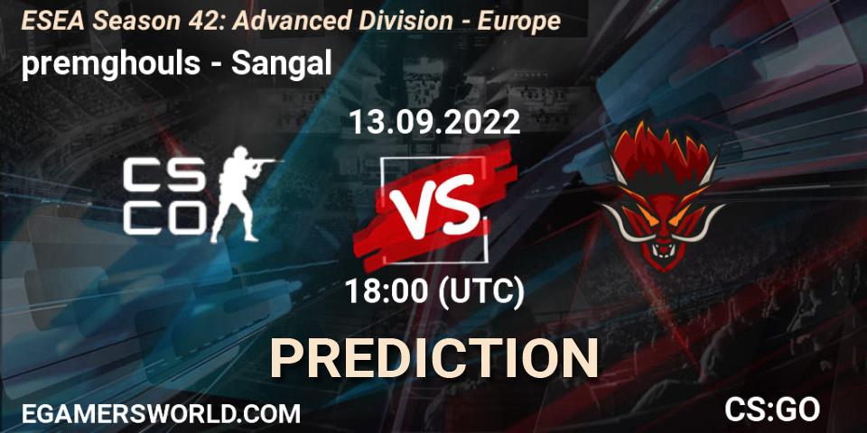 Pronóstico premghouls - Sangal. 13.09.2022 at 18:00, Counter-Strike (CS2), ESEA Season 42: Advanced Division - Europe