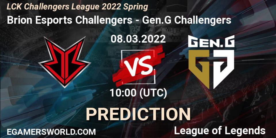 Pronóstico Brion Esports Challengers - Gen.G Challengers. 08.03.2022 at 10:00, LoL, LCK Challengers League 2022 Spring