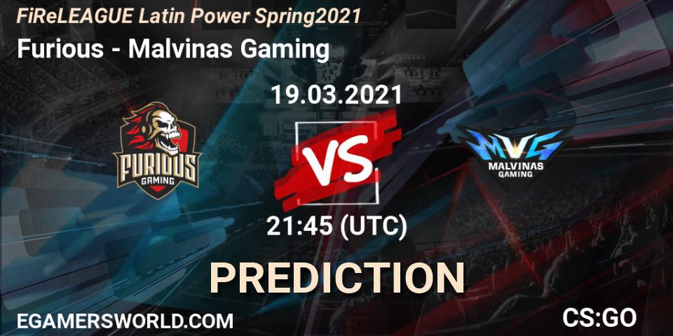 Pronóstico Furious - Malvinas Gaming. 19.03.2021 at 22:00, Counter-Strike (CS2), FiReLEAGUE Latin Power Spring 2021 - BLAST Premier Qualifier