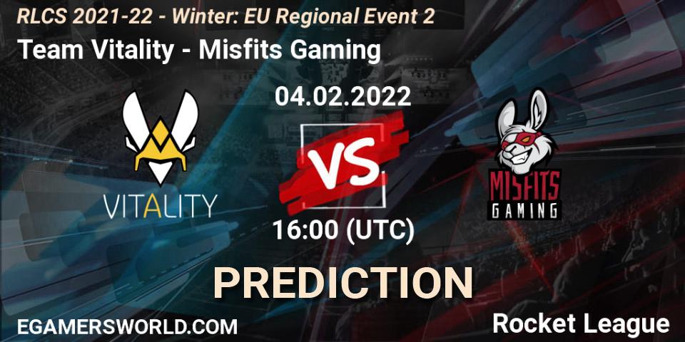 Pronóstico Team Vitality - Misfits Gaming. 04.02.2022 at 16:00, Rocket League, RLCS 2021-22 - Winter: EU Regional Event 2