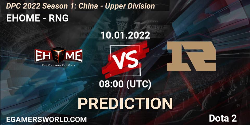 Pronóstico EHOME - RNG. 10.01.2022 at 07:55, Dota 2, DPC 2022 Season 1: China - Upper Division