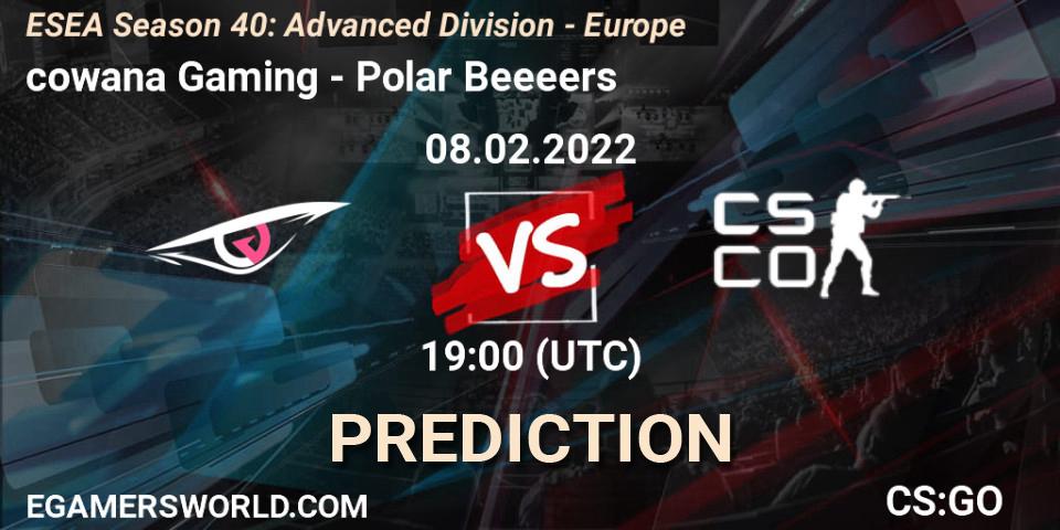 Pronóstico cowana Gaming - Polar Beeeers. 08.02.2022 at 19:00, Counter-Strike (CS2), ESEA Season 40: Advanced Division - Europe