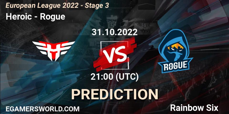 Pronóstico Heroic - Rogue. 31.10.22, Rainbow Six, European League 2022 - Stage 3