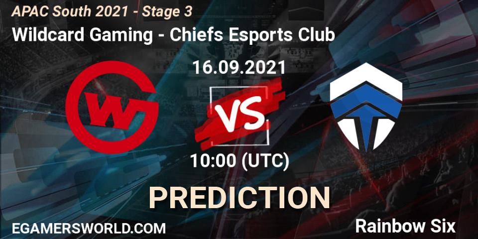 Pronóstico Wildcard Gaming - Chiefs Esports Club. 16.09.2021 at 10:30, Rainbow Six, APAC South 2021 - Stage 3