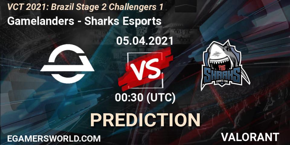 Pronóstico Gamelanders - Sharks Esports. 05.04.2021 at 00:00, VALORANT, VCT 2021: Brazil Stage 2 Challengers 1