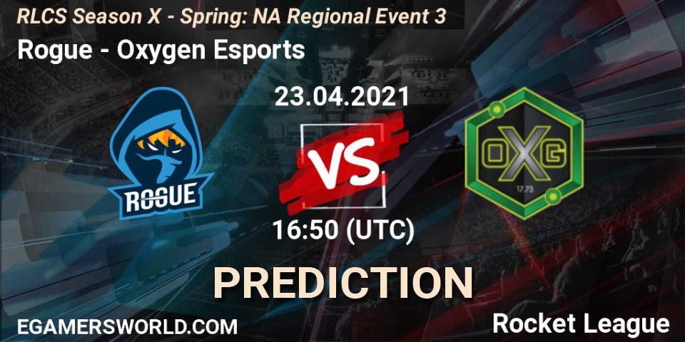 Pronóstico Rogue - Oxygen Esports. 23.04.2021 at 16:50, Rocket League, RLCS Season X - Spring: NA Regional Event 3