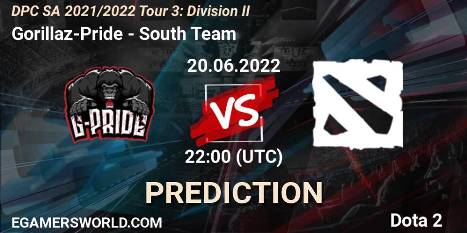 Pronóstico Gorillaz-Pride - South Team. 20.06.22, Dota 2, DPC SA 2021/2022 Tour 3: Division II